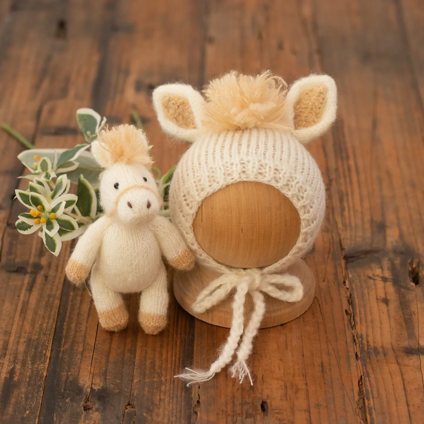 2026 Handmade Knitted Horse Doll & Hat Set - Newborn Photography Prop - Image 4
